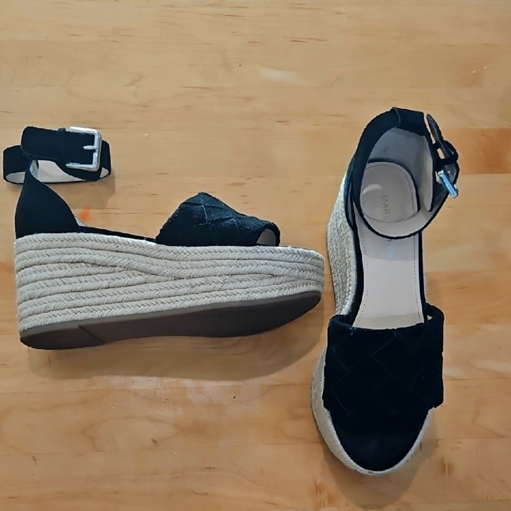Marc Fisher Black Espadrille Platform Sandals